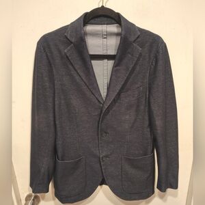 Ships Navy Blue Stretch Knit Blazer Sz M Women's Unisex Career  Academia Preppy